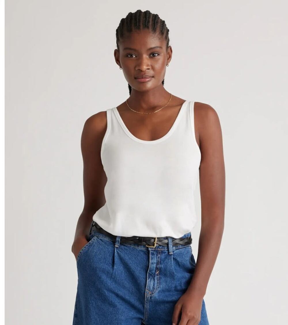 Quince Off-White Scoop Y2K Tank Top Size XL Minimalist Closet Staple a011157